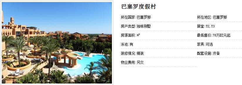 巴塞罗度假村详细信息