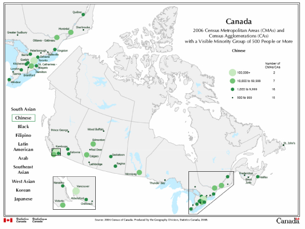 加拿大华人分布