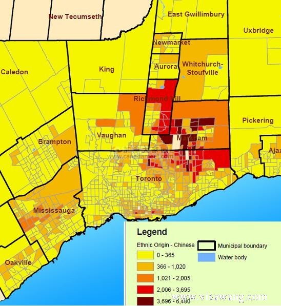 多伦多华人分布